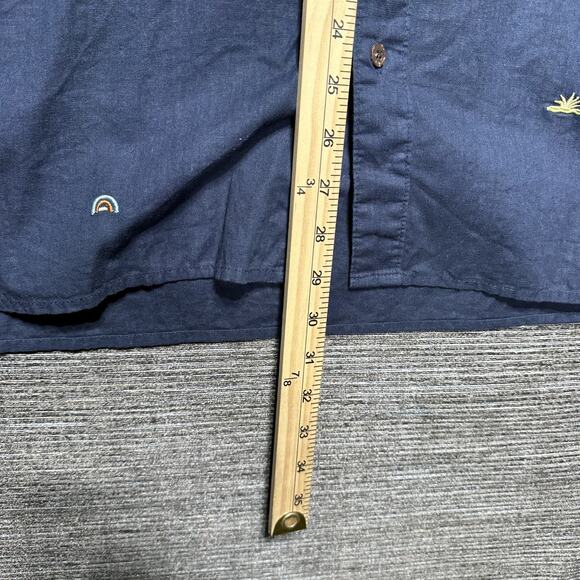 Rip Curl Shirt Men's L Blue Short Sleeve Button Up Embroidered Logos Pocket - Picture 7 of 13